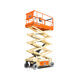A JLG 3246ES 11.68m Electric Scissor Lift being used in a warehouse.